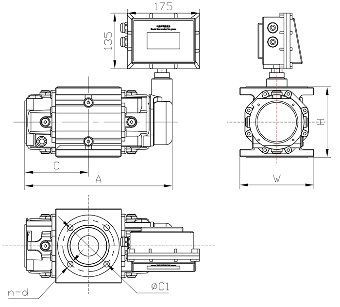 燃氣羅茨流量計外形尺寸圖